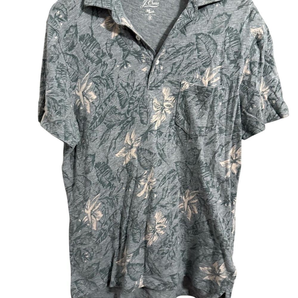 J Crew Men's Tropical Leaf Print Polo Shirt Size‎ Medium